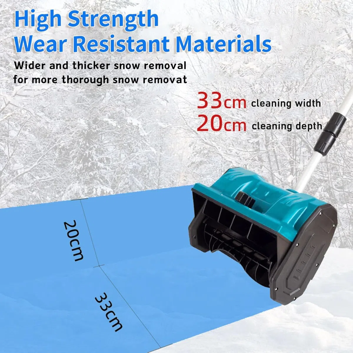 Pelle à neige sans fil pour batterie, souffleuse à neige électrique avec direction réglable et manche télescopique, pour allées, trottoirs, routes