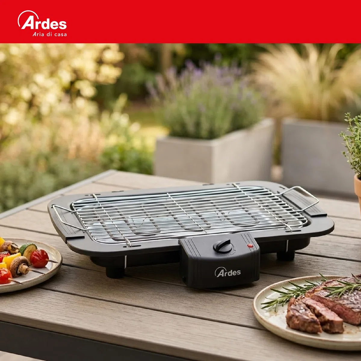 ARDES - Barbecue électrique portable sans fumée de 2200 W Grill électrique portable pour balcon - Barbecue d’intérieur ou extérieur - Couleur noire Modèle AR1B01, Noir