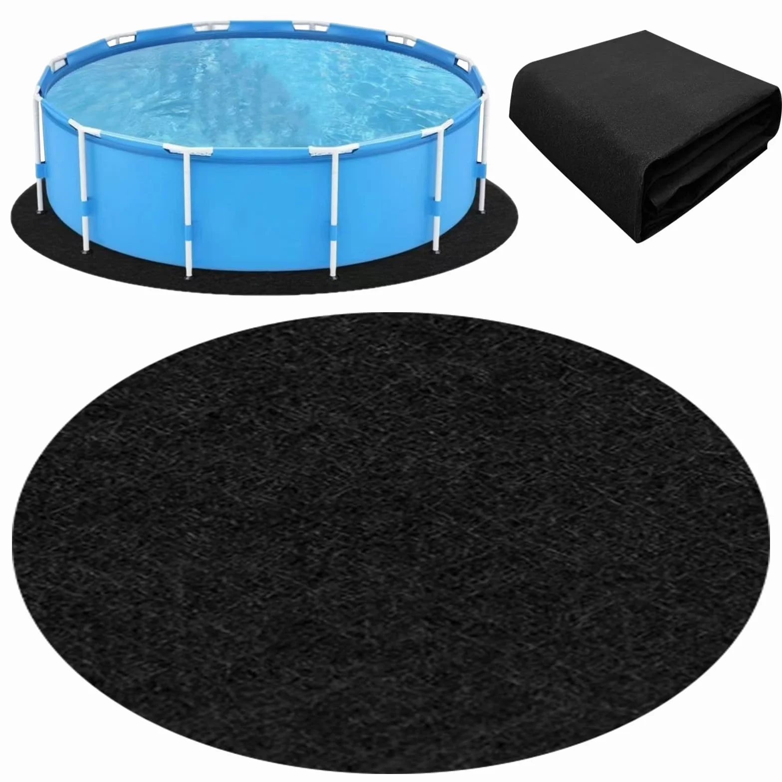 FARYODI Tapis de piscine rond 370 cm, toile de fond pour piscine, tapis de piscine robuste et sans couture, toile de fond prédécoupée pour piscines hors sol et spas (370CM)