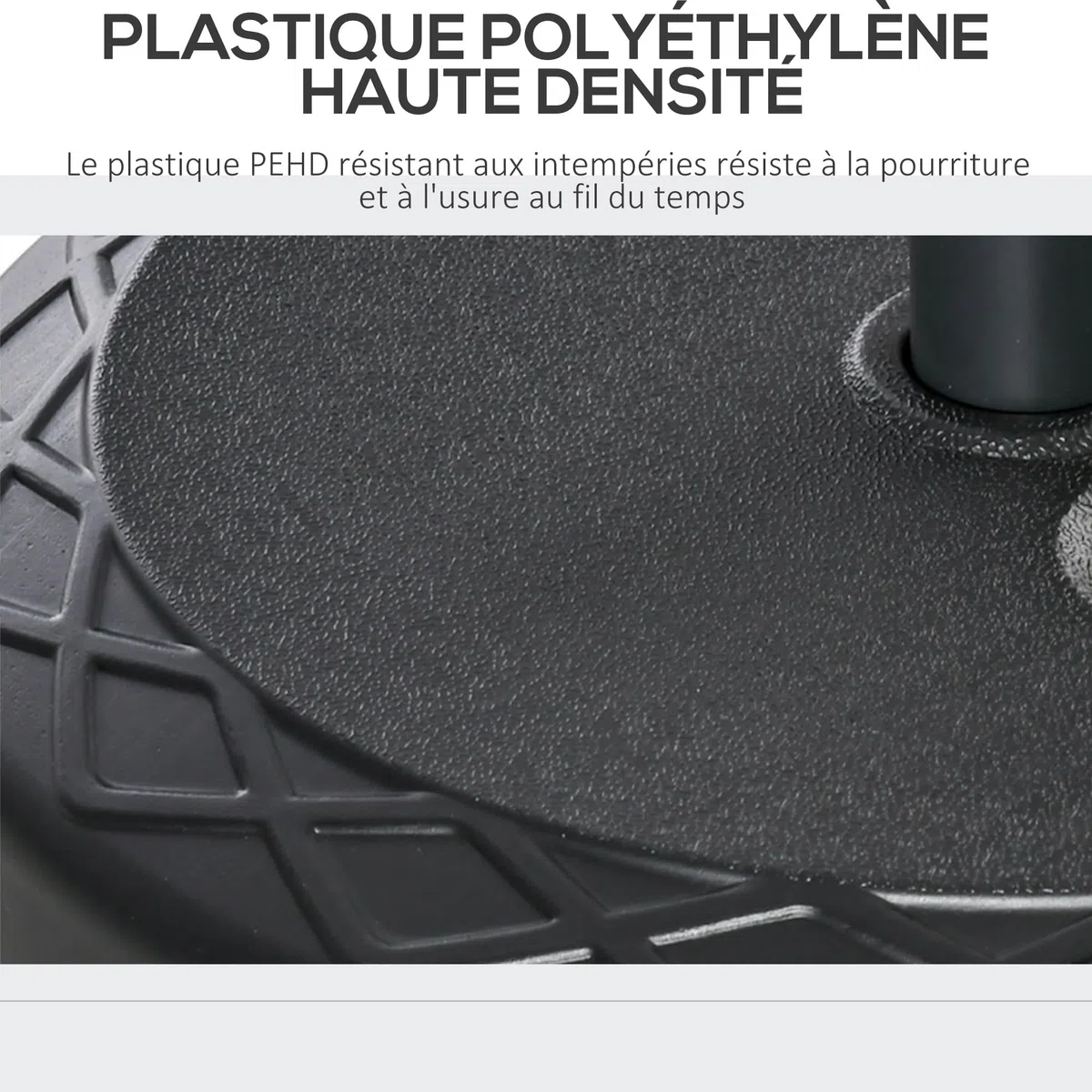 Outsunny Pied de Parasol Rond, Socle Parasol extérieur à remplir avec 30 kg d'eau / 40 kg de Sable, pour mât de Ø 38 et 48 mm, Base de Parasol pour Jardin Patio terrasse, Ø 55 x 38 cm, Noir