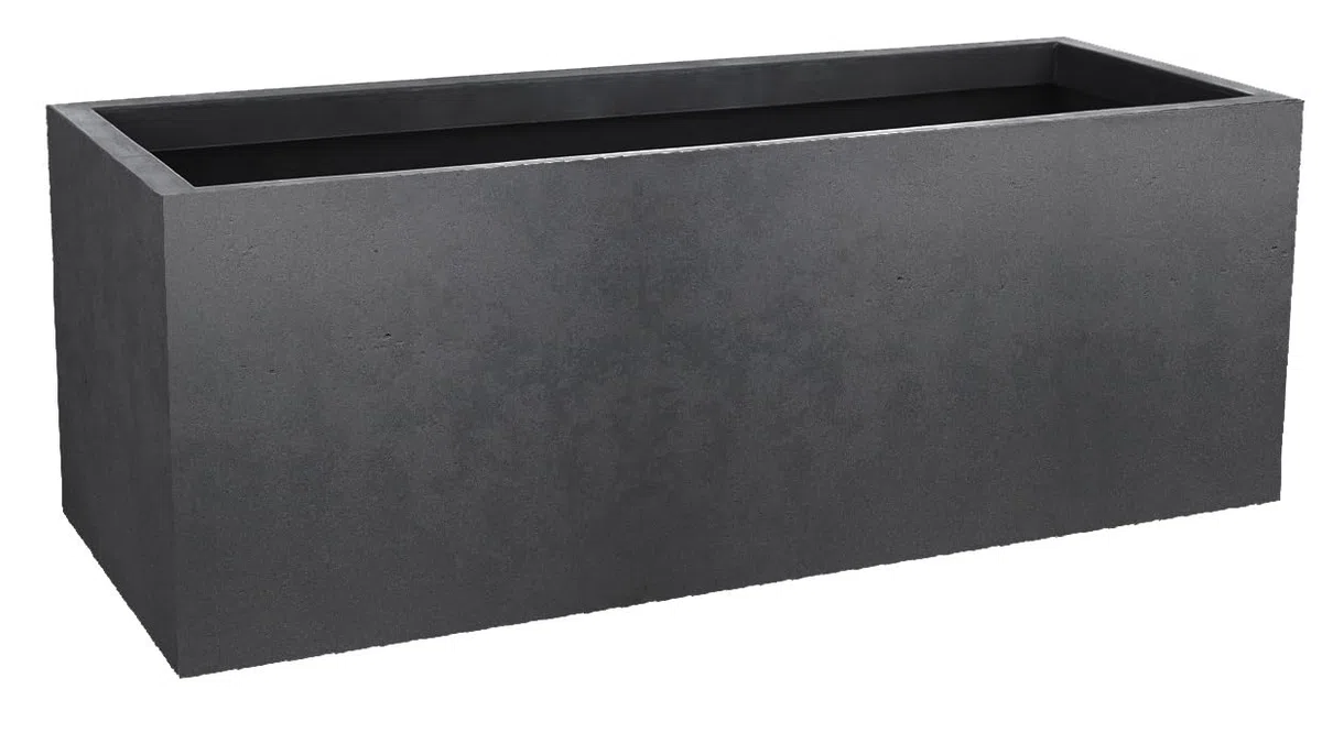 EDA - Jardinière Basalt'Up 57 L - Décor Imitation Béton - Simple Paroi - Zone de Rétention d'eau - 79,5 x 29,5 x H.29,5 cm - Gris Anthracite