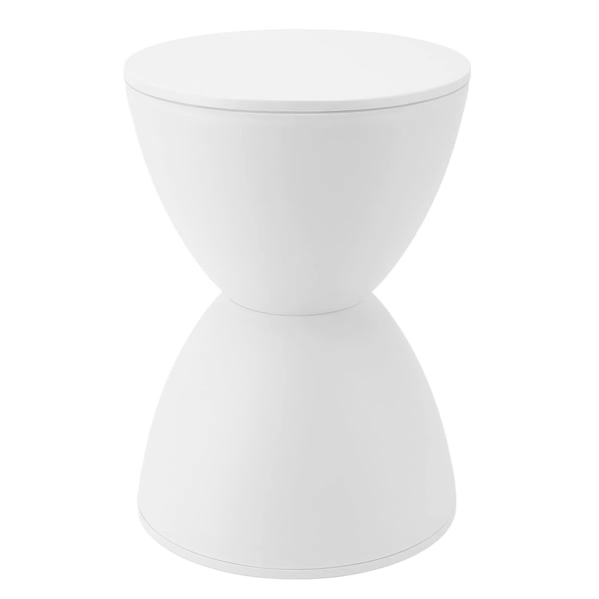 Tabouret En Forme De Sablier - Tabouret Rond En Plastique Blanc Pour Jardin, Piscine Et Salle De Bain Table D'appoint élégante Pour la Maison, Idéale Pour les Espaces Intérieurs Et Extérieurs.(Blanc)