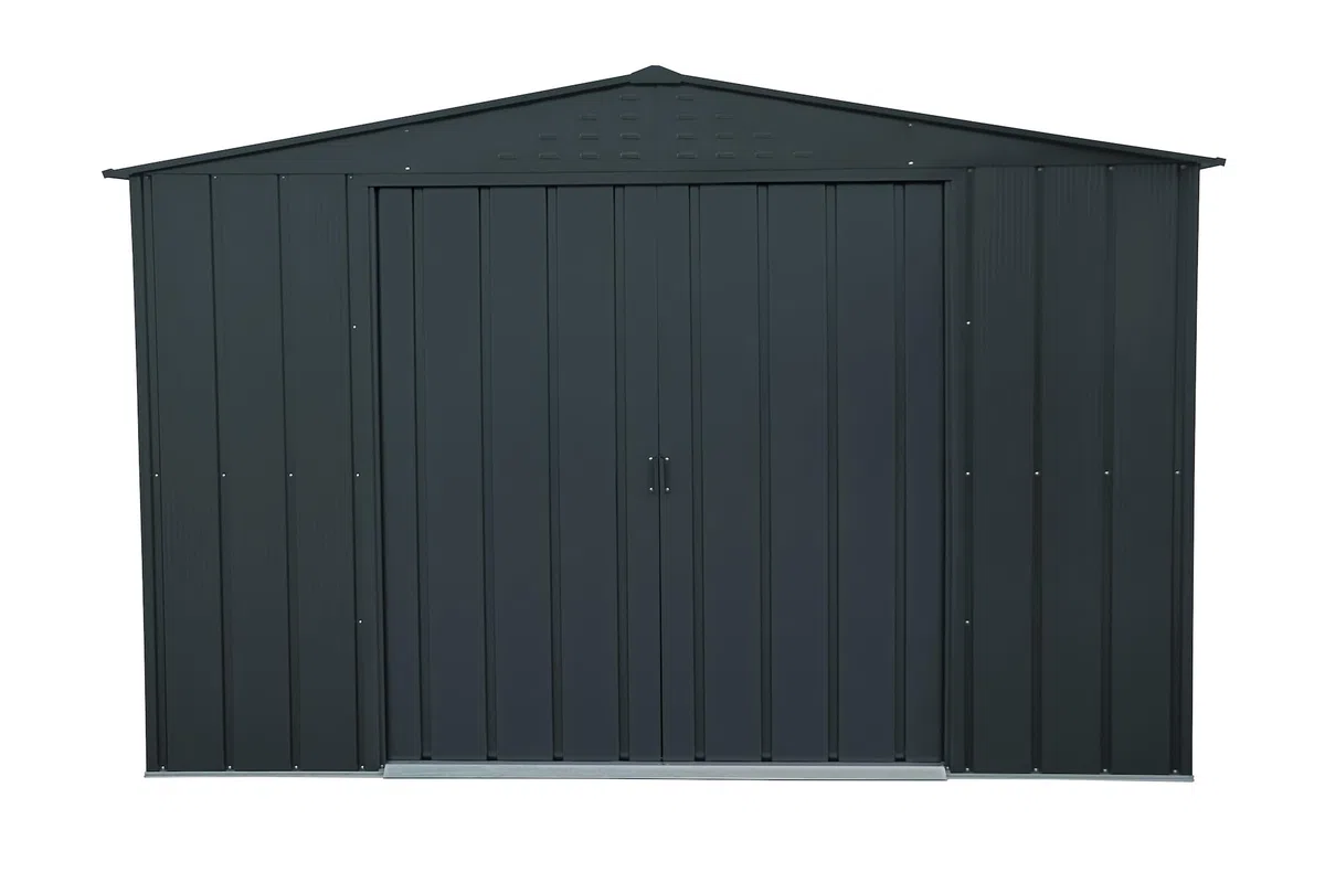 Duramax TOP Shed 10 x 8 (7.28 m²) Abri de jardin en métal, fabriqué en acier galvanisé, structure de toit renforcée, abri de jardin en métal sans entretien et résistant aux intempéries, Anthracite