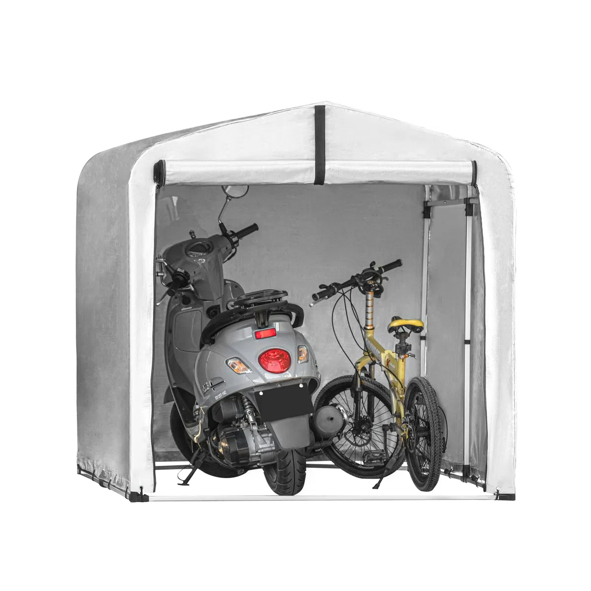 SoBuy Abri de Jardin, Cabane de Jardin Exterieur Imperméable, abri Moto, Garage pour Vélo et Outils, Abri Vélo, Rangement et Stockage, Argent, 159x165x219 cm KLS11-L
