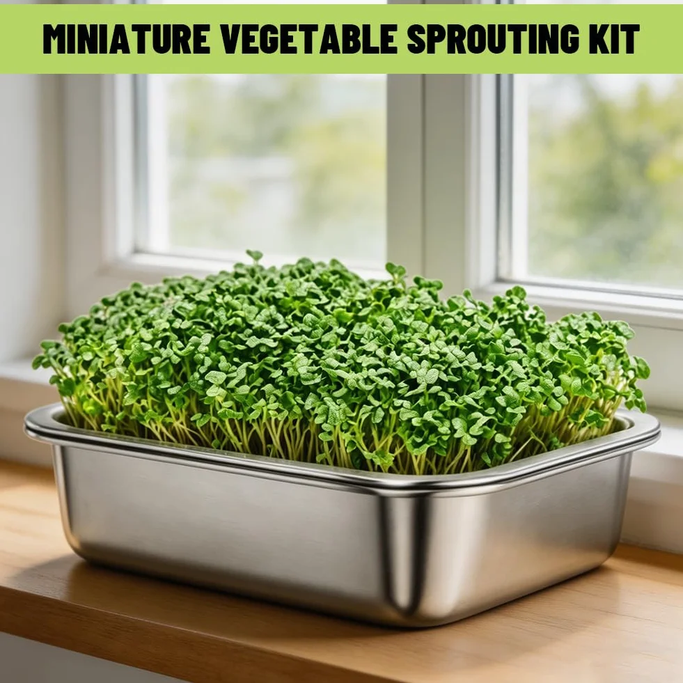 Lot de 2 Germoirs en Acier Inoxydable 26 x 19 cm, Plateau de Germination 2 en 1 pour Graines et Microgreens, Bac à Germes Réutilisable Passe au Lave-Vaisselle, Culture Facile à Domicile