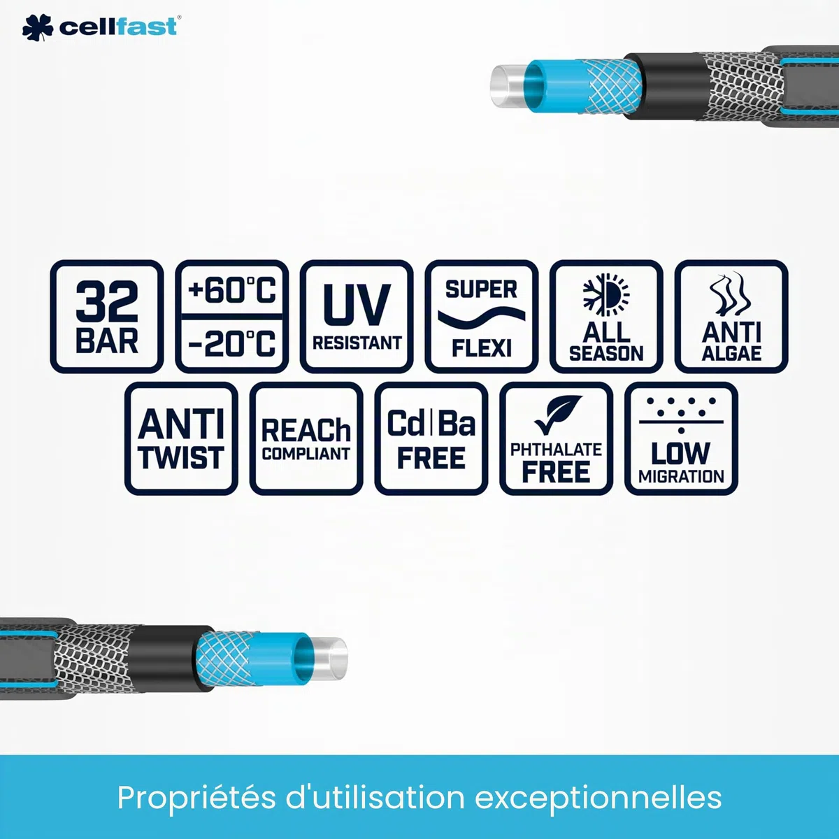 CELLFAST Tuyau Arrosage 6 Couches Flexible Fil De Qualité Supérieure Résistant Aux UV 3/4 Pouces 25 Mètres Hobby