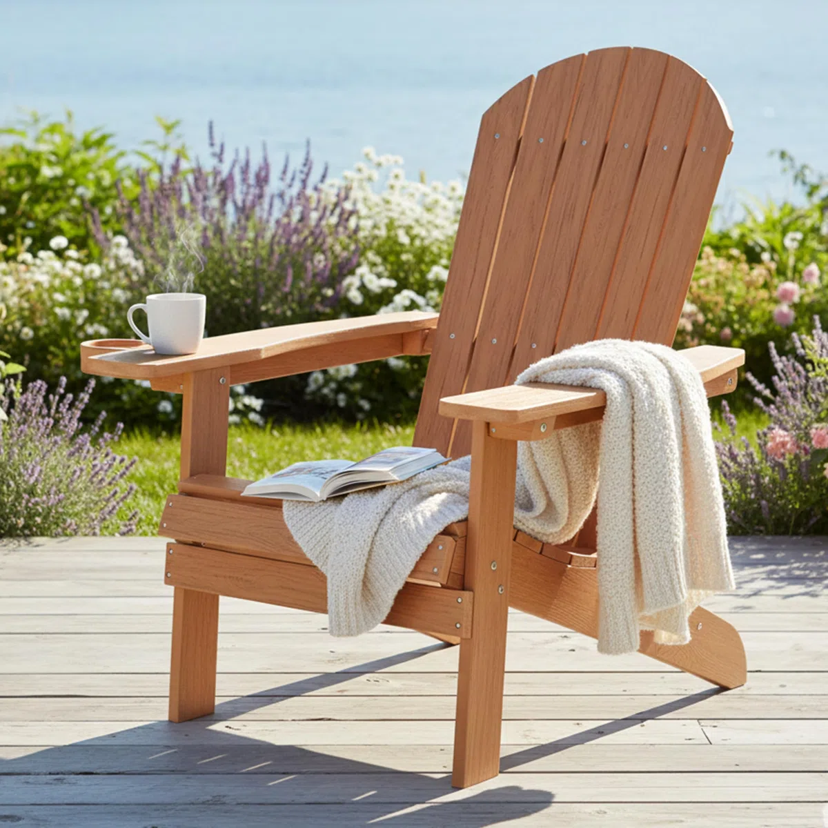 AXI Claire Chaise Adirondack, Transat Plastique, Marron | Chaise De Jardin, 1 Personne/Fauteuil Exterieur/Chaise Exterieur | Transat À Dossier Haut - 84,5 X 77 X 95,5 Cm