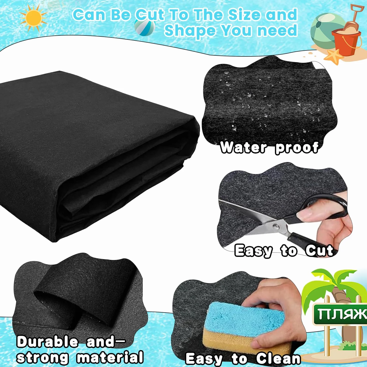 YumSur Tapis De Sol De Piscine, 5.5m Tapis De Revêtement De Sol De Piscine, Tapis Piscine Hors Sol, Tapis De Piscine Rond pour Rayures par Perforation