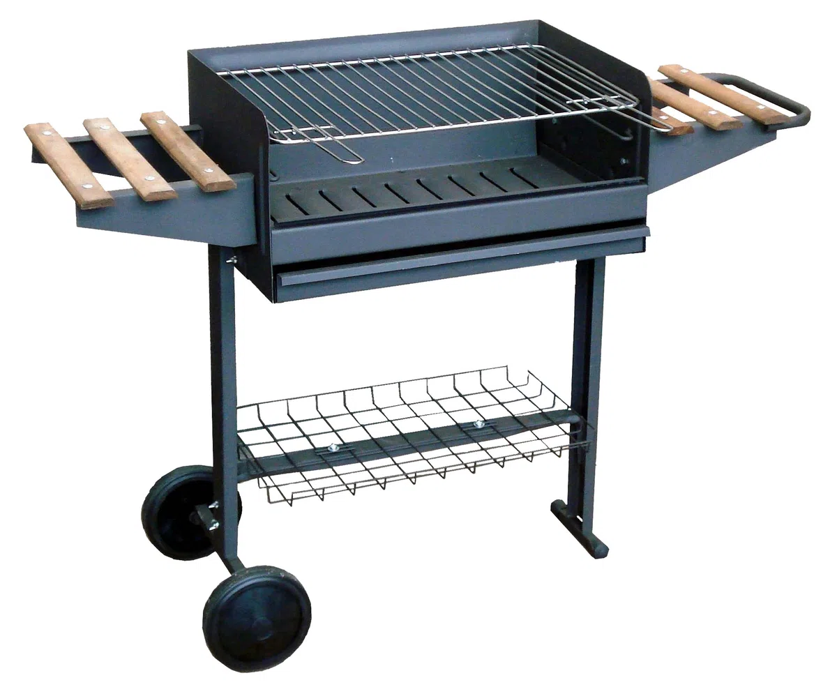 IMEX EL ZORRO 71760 Barbecue avec Grille zinguée, Roues et Plateaux, Noir, 120 x 42 x 86 cm