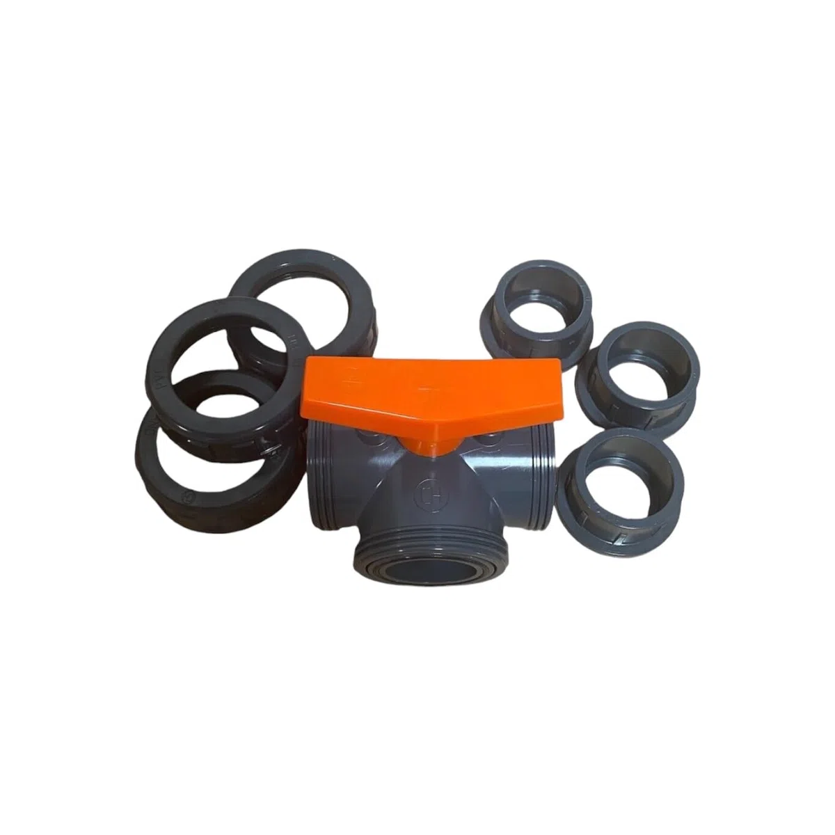 Raccords en PVC (robinet sphérique 3 voies en PVC, alésage en T)