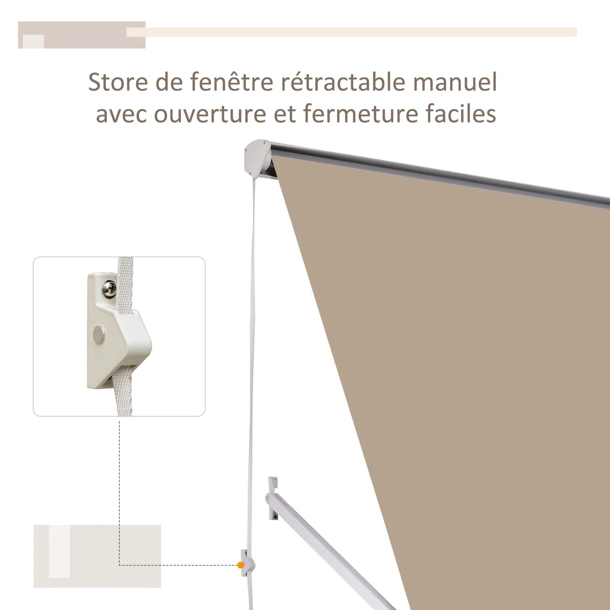 Outsunny Store banne Manuel Inclinaison réglable Aluminium Polyester imperméabilisé 70L x 180l cm Beige