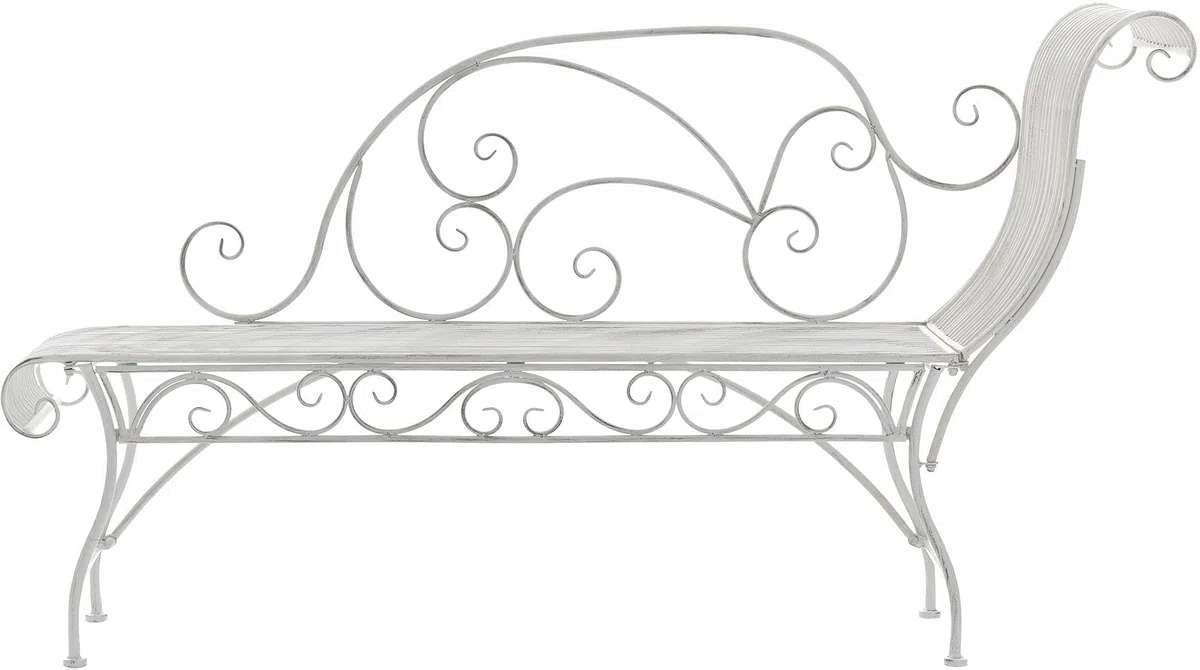 CLP Banc de Jardin Karma Style Art Nouveau avec Ornements, Chaise Longue extérieure capacité 160 kg Couleur Blanc Antique