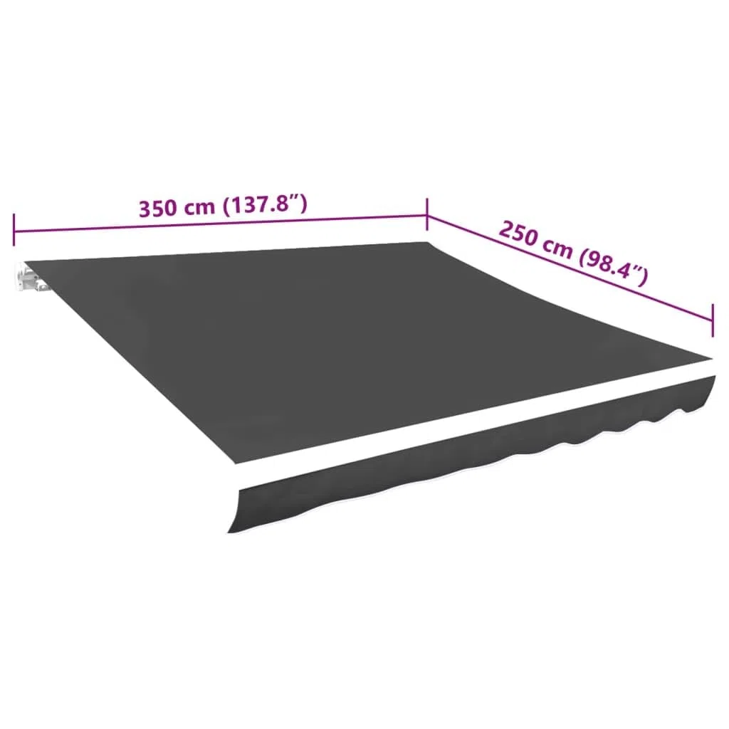 Tomostar Toile de Remplacement Store Banne, Toit de Rechange Tissu de Remplacement pour Auvent Anthracite 350x250 cm