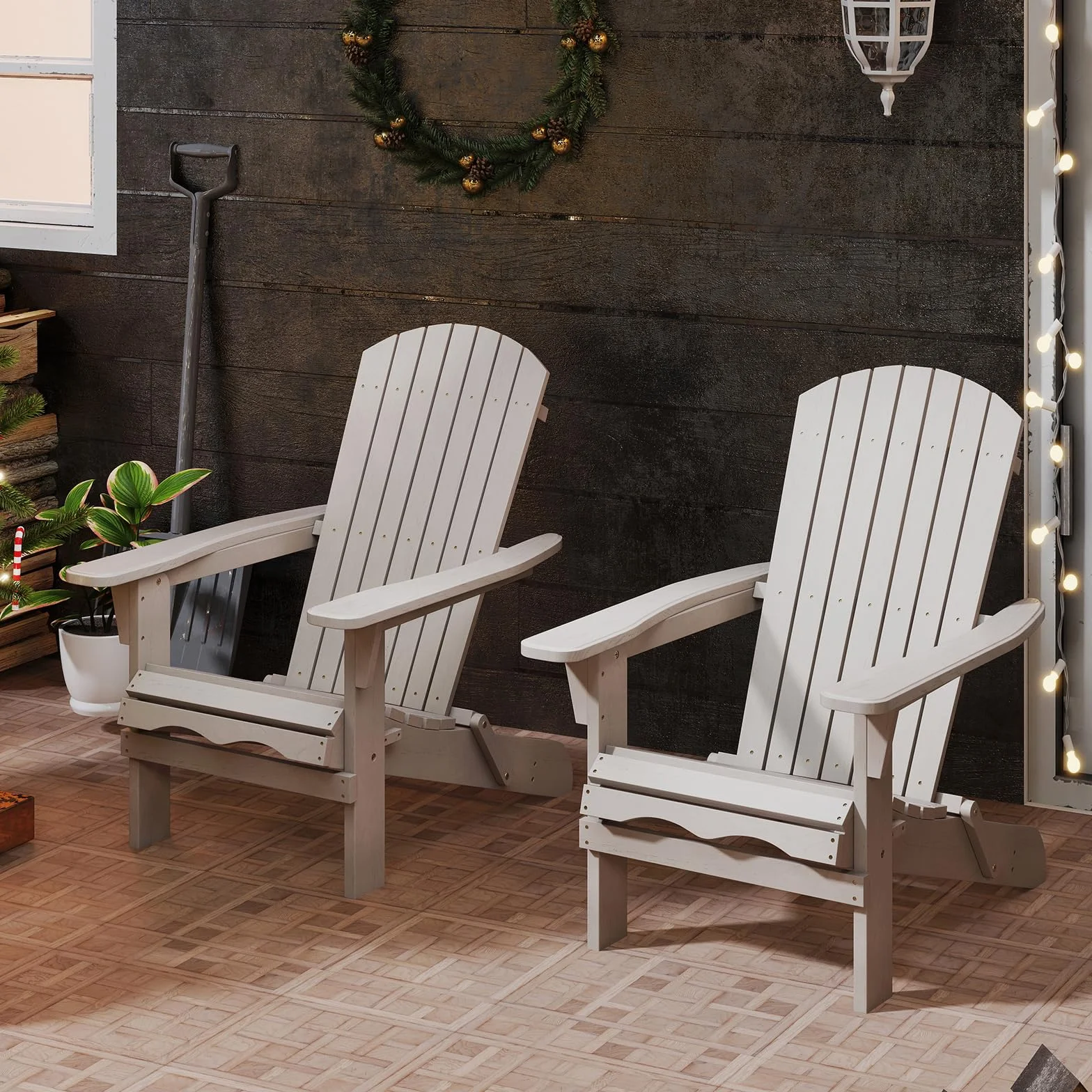 GOPLUS Chaises Adirondack, Chaise d'Extérieur Pliable avec Cadre Bois Massif, Dossier Incurvé et Accoudoirs Larges, Max.180 Kg, pour Terrasse, Jardin, Piscine (89 x 71 x 94 cm, Gris,1)