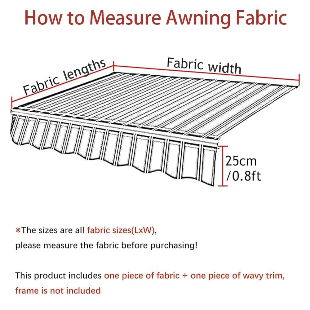 Tissu De Remplacement pour Auvent Extérieur, 350x300cm Toile D'Auvent Rétractable, Tissu De Rechange pour Store Banne avec Volant(Light,11.5x8ft/3.5x2.5m)