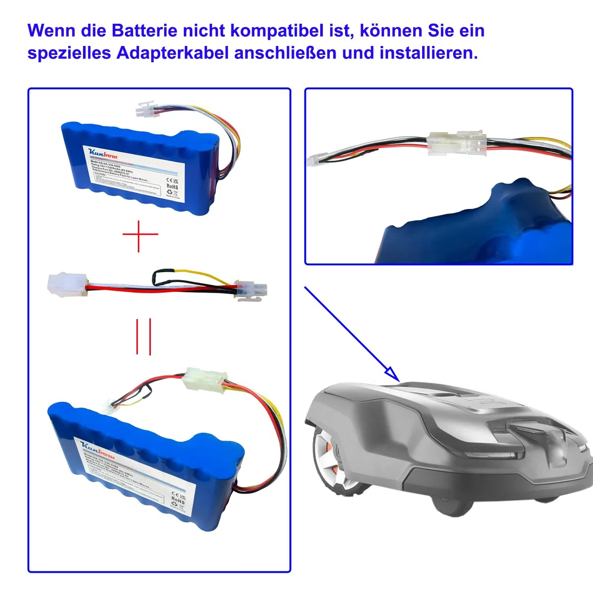 Batterie 5200 mAh pour Tondeuse Robot, Batterie de Rechange pour Husqvarna Automower 320, 330X, 420, 430, 430X, 440, 450X, 520, 550, remplaçant la Batterie 580 68 33-01, 580 68 33-02. (18 V/93,6 Wh)