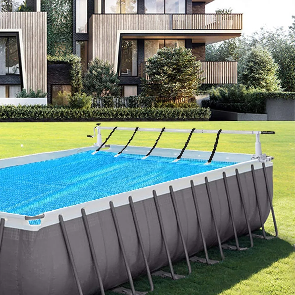 Enrouleur bache Piscine, Matériaux en Alliage d'aluminium de Haute qualité - Dimensions de l'ouverture : 35–58 mm, Convient aux piscines d'un diamètre de 1,5 à 4,5 mètres