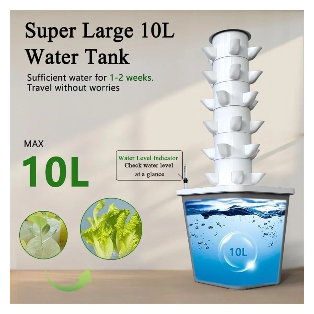 Système de Culture hydroponique, Tour d'intérieur for 30 Plantes avec système Pompe, kit Germination Légumes et Fruits