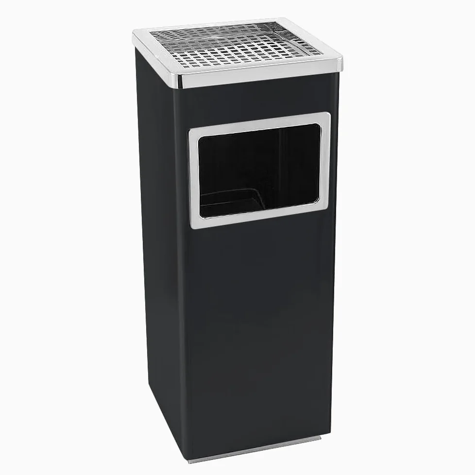 Bacs à déchets de jardin 35L,Cendrier amovible sur pied en acier inoxydable,Poubelle ronds avec poubelle et seau intérieur,pour Intérieur/Extérieur,Commercial