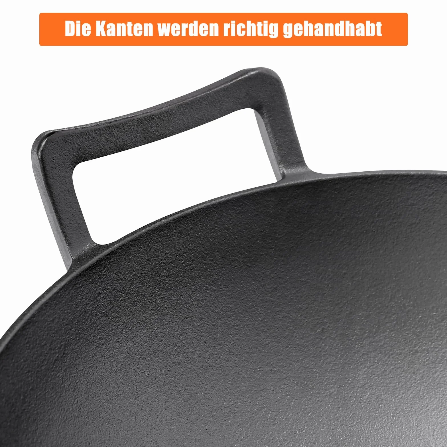 GFTIME Wok en fonte Ø 36 cm pour barbecue à gaz, induction, feu, poêle wok en fonte pour Weber Spirit, Genesis Gourment, Enders, charbon de bois