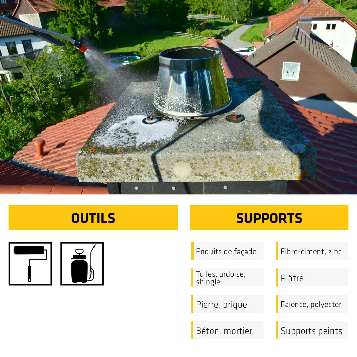 SIKA - Traitement algicide et fongicide - Sikagard 127 Stop Tout en 1 - Traitement curatif et désincrustant pour toiture, façades et sols - Prêt à l'emploi - Anti traces vertes, noires et rouges - 20L
