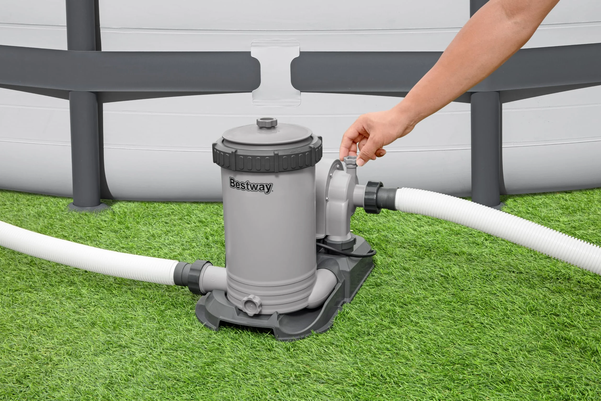 Bestway Pompe de filtration à cartouche pour piscine hors sol 9 463 L - 42 cm x 30 cm x 37 cm - Gris