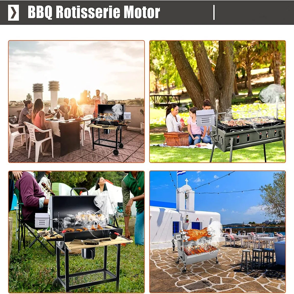 tourne broche SP-S40 Moteur de Barbecue 70KG Acier Inoxydable Barbecue Grill Torréfacteur Moteur Électrique Poulet Chèvre Poulet BBQ Broche Rôtissoire Accessoires Barbecue Extérieur