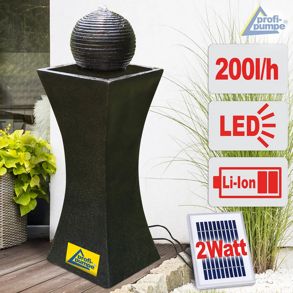 Fontaine de Jardin Solaire - Fontaine pour Oiseaux - Décoration de Jardin avec Pompe - Jeu d'eau pour Jardin, terrasse, Balcon - Très décorative (ELEGANTIA)