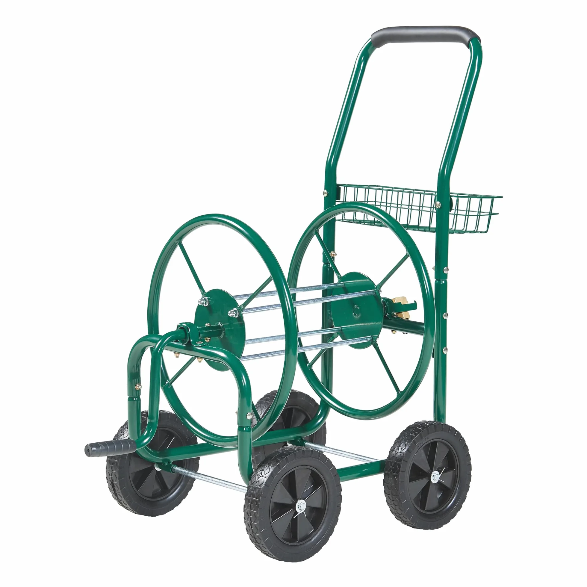 pro.tec Enrouleur de Tuyau de Jardin pour Tuyau 3/4 Pouce jusqu'à 70 m avec 4 Roues et Poignée Enroulable avec Manivelle Mtal PP PU 86 x 44 x 95 cm Vert Noir