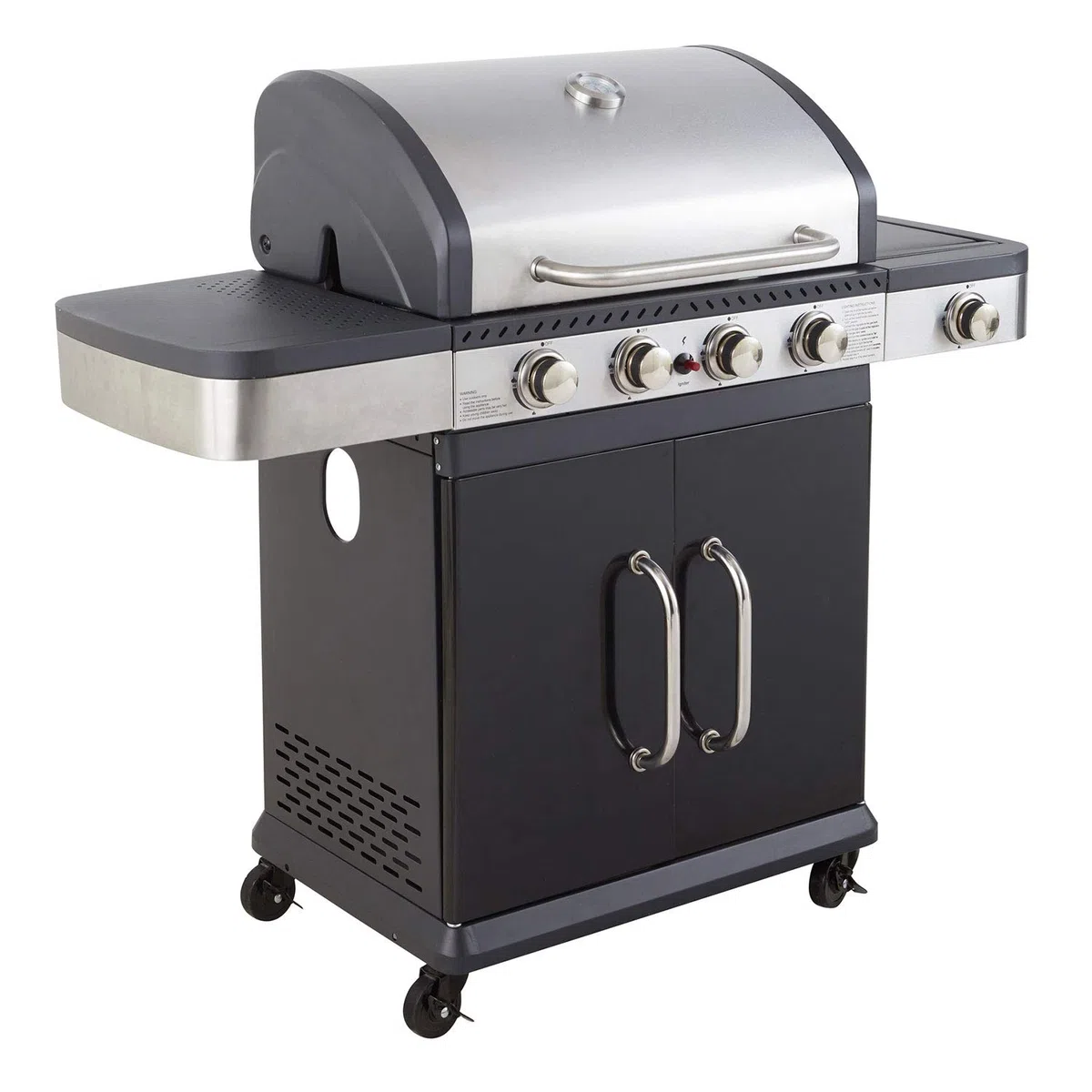 Cook’in Garden - Barbecue Gaz Fidgi 4, 4 Brûleurs Inox, Grill et Plancha, Couvercle avec Thermomètre, Structure Métal, Cuve Acier, Allumage Piezo, Idéal Terrasse Extérieur Jardin