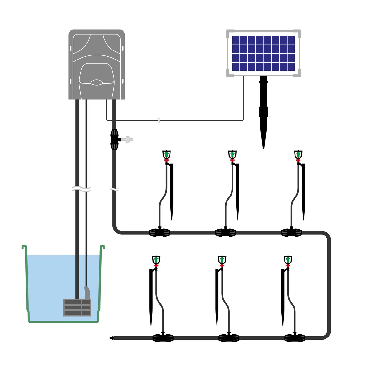 Esotec Solaire Système D'Hyrrigation Watersprinkle Professional - Automatique Irrigation Sur Jusqu'À 6 Wasser-Sprinkler - Simple Et Individuel - pour Jardin Et Plantes Conteneurisées (101121)