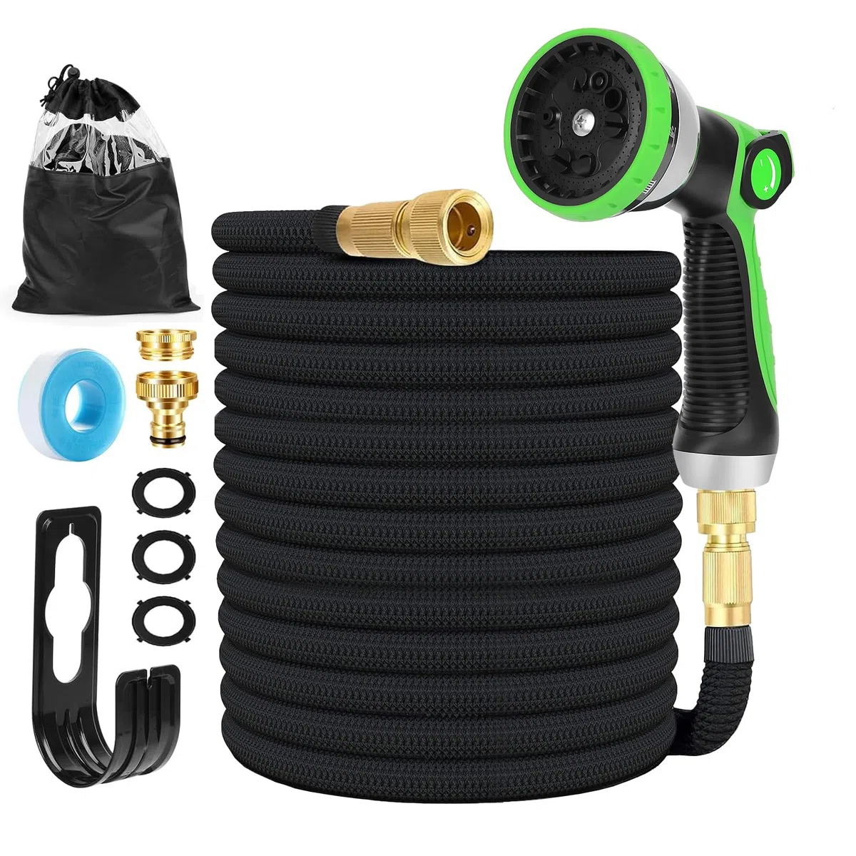 Tuyau d'arrosage Extensible 45M (3x15M) avec 10 Modèles de Pulvérisation Convient aux Robinets de 1/2" et 3/4" Raccords Tuyau flexible et léger pour Jardin, Arrosage, Nettoyage avec Sac de Rangement