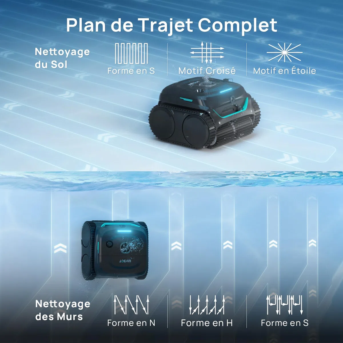 WYBOT (Nouveau Modèle) Robot Piscine sans Fil C2 Vision-A avec caméra IA, Filtration Ultra-Fine, Forte Aspiration, Nettoyage Fond/parois & Ligne d’Eau, Navigation Intelligente – NoirVertProfond