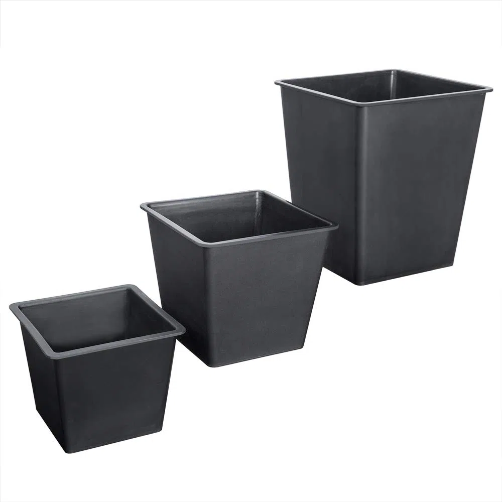 Casaria Set de 3 Pots de Fleurs polyrotin Noir Cache-Pot Pot intérieur évacuation Eau extérieur intérieur bac à Fleurs jardinière