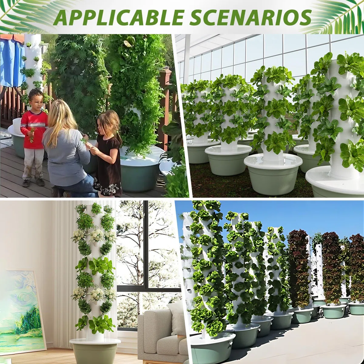 City Farm Tour hydroponique – Jardin vertical sans sol avec arrosage automatique et minuterie, cultivez des herbes et légumes frais toute l'année, 5 couches – Vert