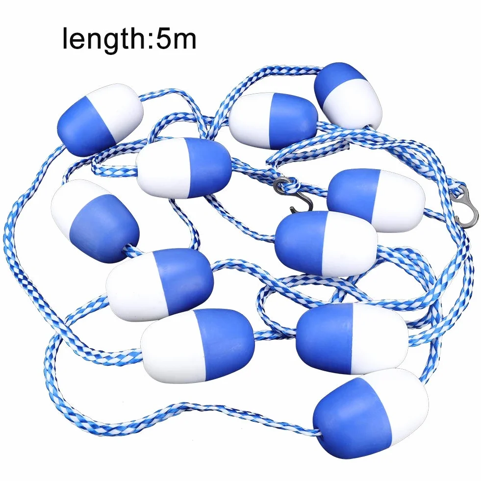 Fdit Corde de sécurité de Piscine de 5 M, Ligne de Flottaison avec Corde Tressée en Nylon Blanc et Bleu, pour Délimiter Les Couloirs de Nage et Les Zones dangereuses.