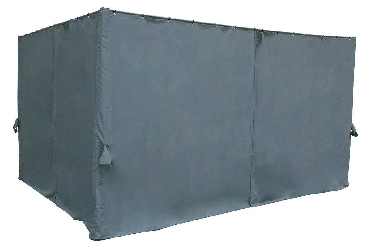 Hespéride - Lot de 4 Rideaux pour Tonnelle Palmeira - Ardoise, 365 x 220 cm - Polyester Anti-Décoloration - Accessoire Pavillon de Jardin, Tente