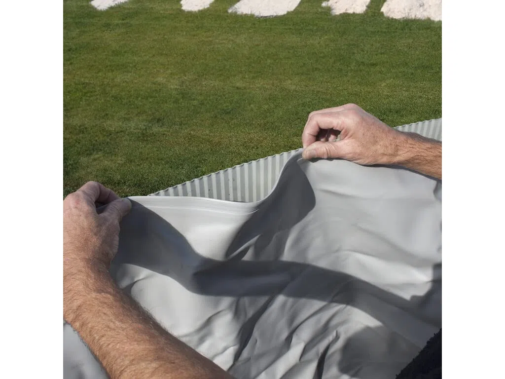 Gre KITPR358N – Piscine Hors Sol avec décoration Nordique, 350 x 132 cm, Filtration 6 m3/h, avec poteaux latéraux