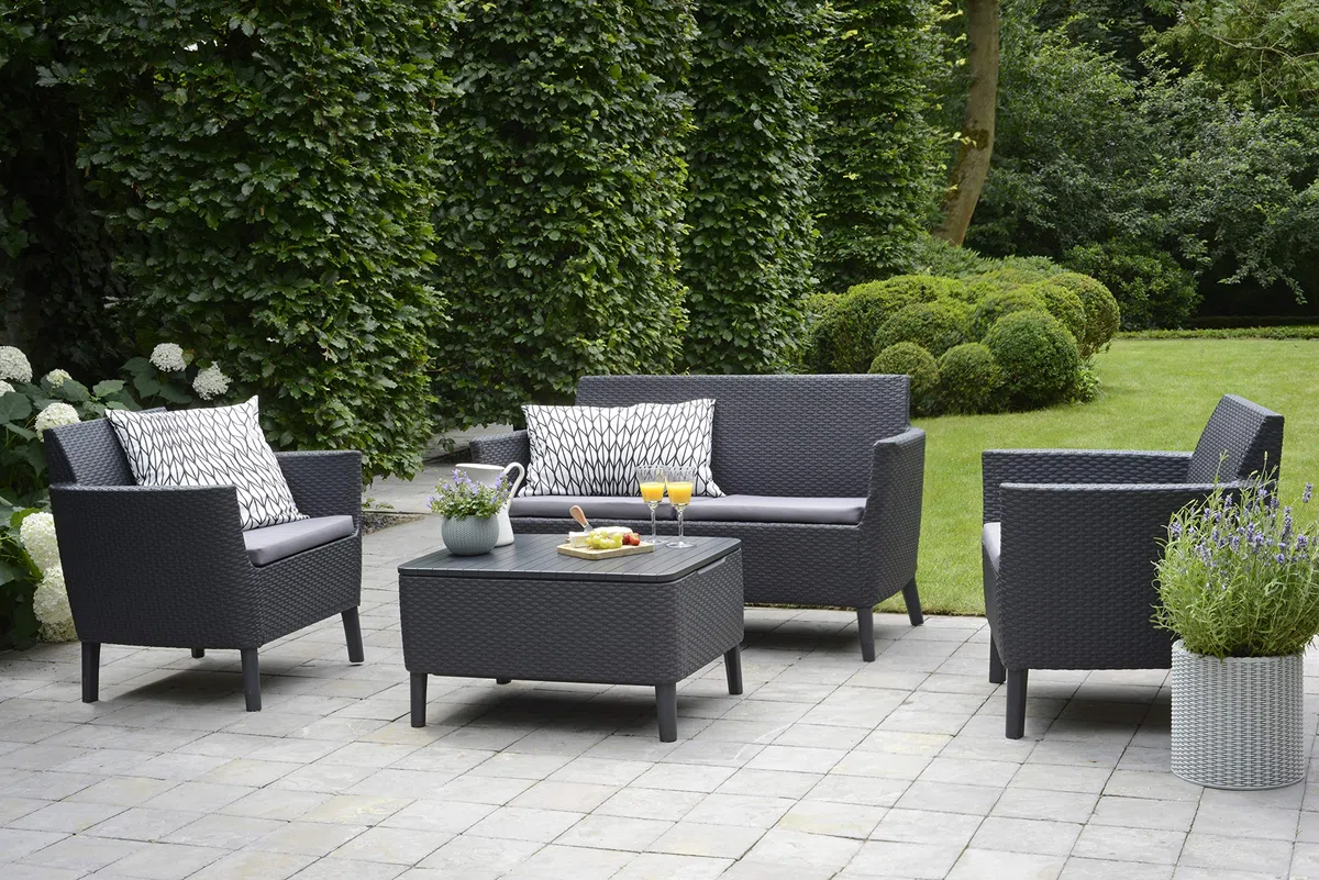 Keter Salemo Salon de Jardin 2 Places, Gris Anthracite Gris