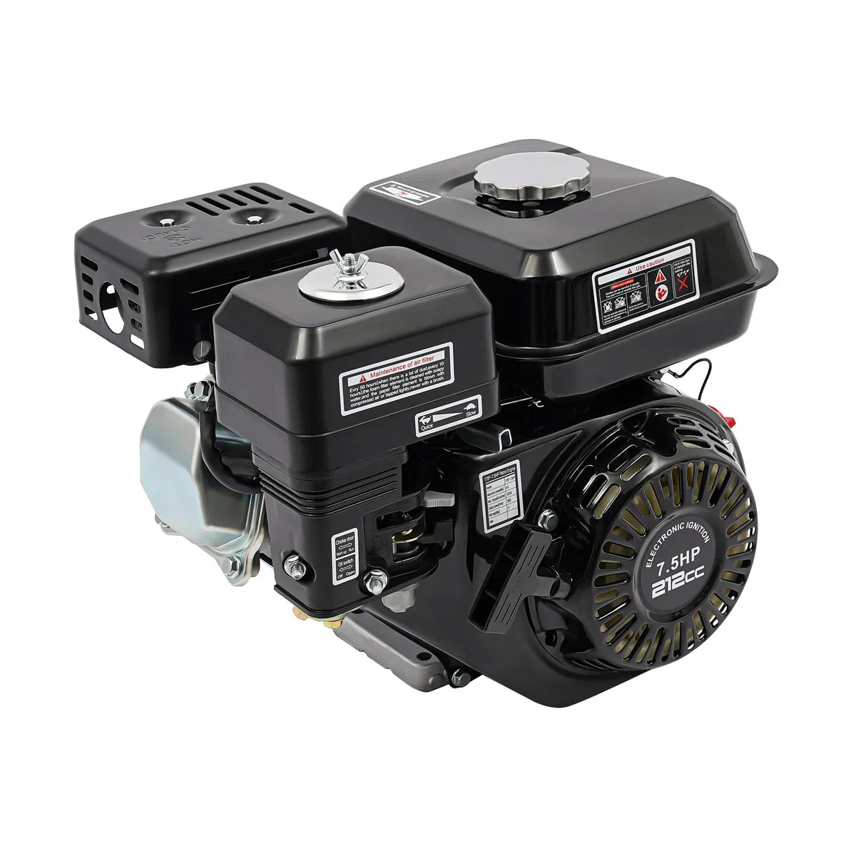Moteur à essence 7,5 CV 4 temps - Moteur sur pied - Moteur de rechange - Moteur monocylindre - Avec sécurité en cas de manque d'huile - Arbre de 20 mm de diamètre - Refroidi à l'air - 3600 tr