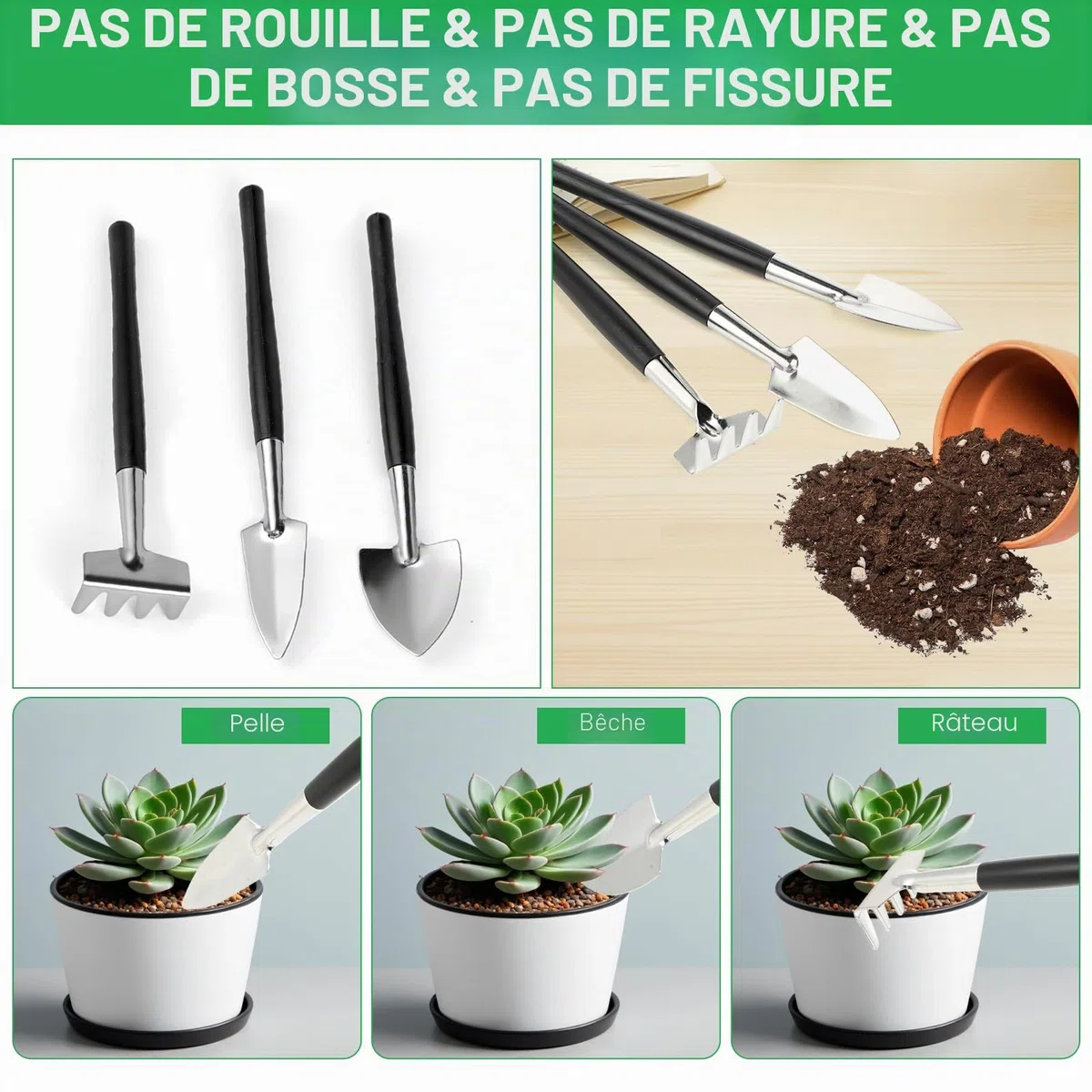 Outils Jardinage Outils de Jardinage Tapis de Rempotage 16 Pièces avec Tapis de Rempotage Pliable Outils Succulentes Idéal et Plantes d'Intérieur