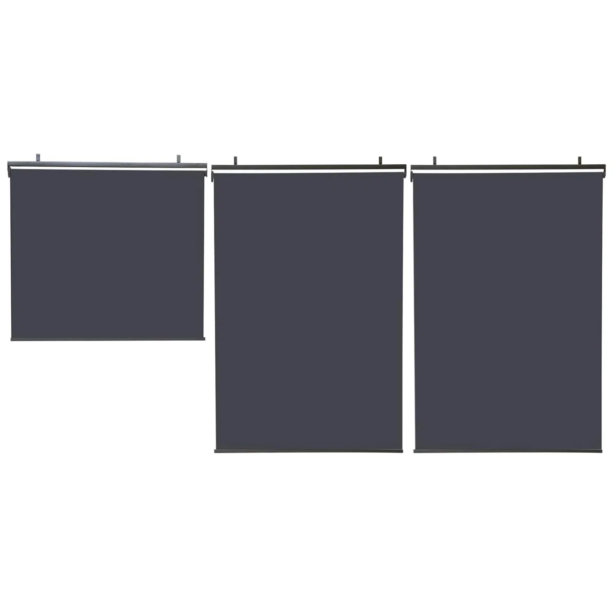 IDMarket - Lot de 3 Stores enrouleurs L.124 x H. 225 CM pour pergola Gris Anthracite