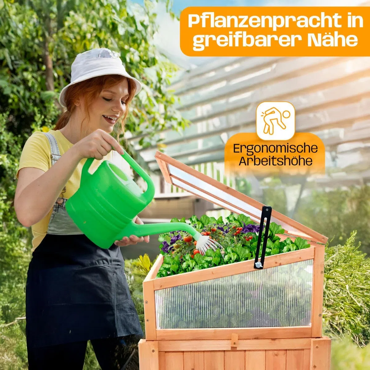 Jardinière surélevée avec embase 90 x 60 x 120 cm – Parterre de jardin ergonomique en bois, résistant aux intempéries et durable – Parfait pour les légumes, les herbes et les fleurs – N'abîme pas le