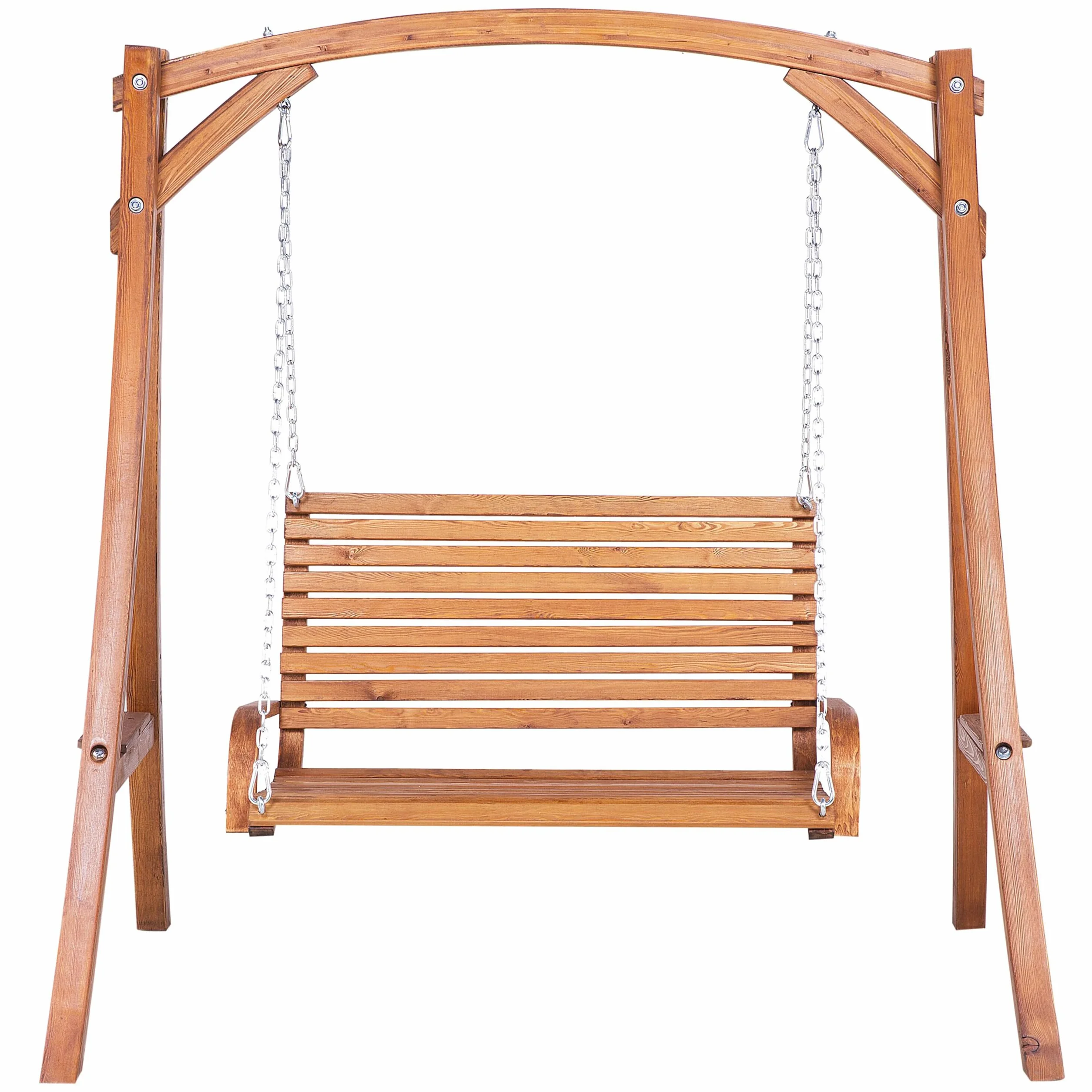 Balancelle de Jardin en Bois Foncé Assise Confortable et Élégante pour Terrasse au Style Campagne Beliani