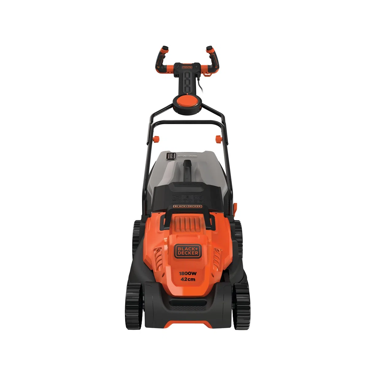 BLACK+DECKER Tondeuse Filaire 1800W, Tondeuse à Gazon Electrique 42 cm, 6 hauteurs réglables 20, 30, 40, 50, 60 et 70 mm, Tondeuse avec Poignée EASYSTEER 3 Positions, BEMW481ES-QS