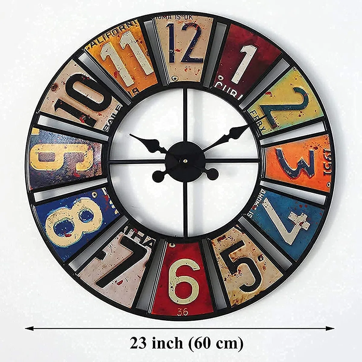 SBTXHJWCGLD Horloge Murale de Jardin extérieur, 60cm Autocollant Rond Horloge de Jardin Visage Ouvert Horloge extérieure étanche en métal Décoration extérieure intérieure Horloge Murale à Quar