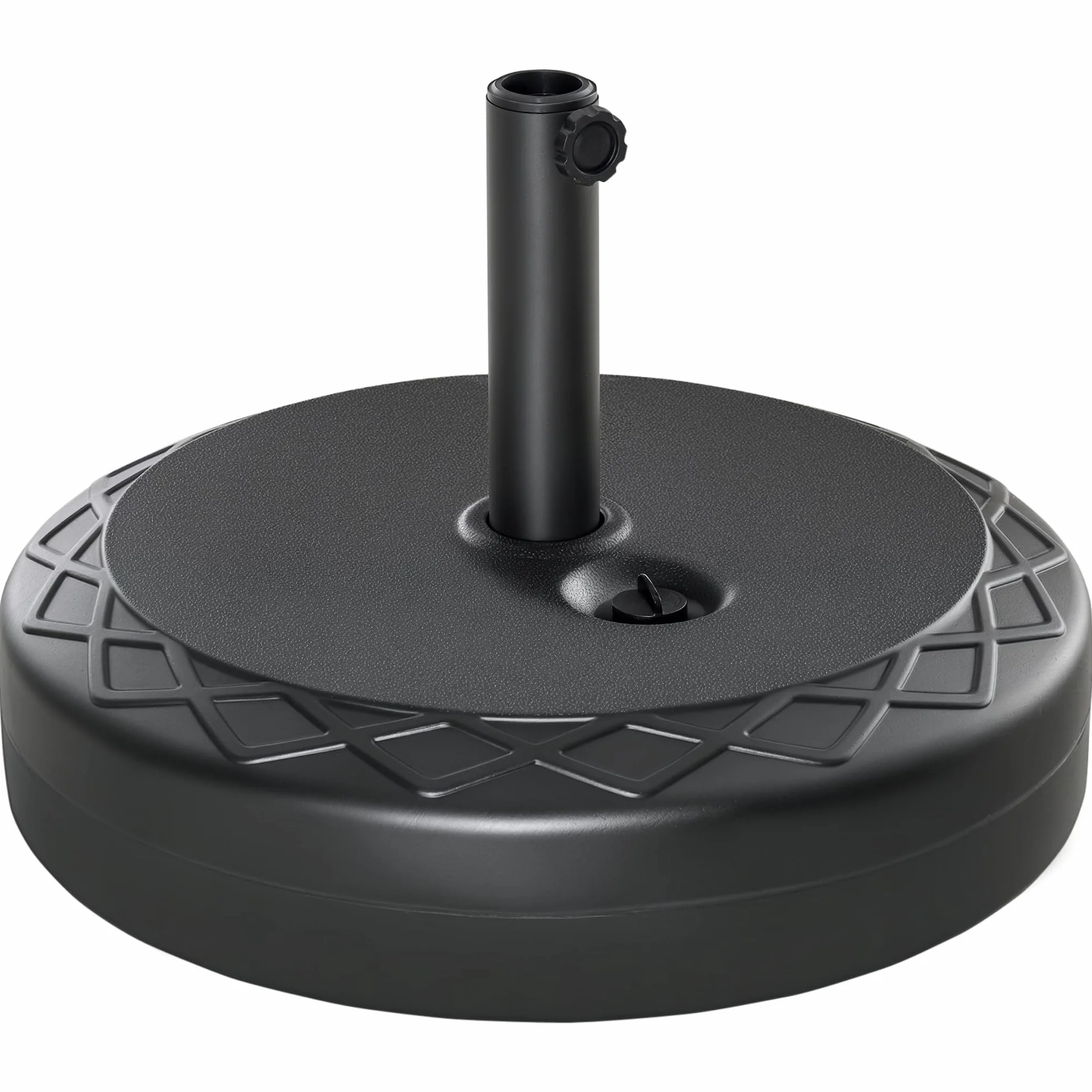 Outsunny Pied de Parasol Rond, Socle Parasol extérieur à remplir avec 30 kg d'eau / 40 kg de Sable, pour mât de Ø 38 et 48 mm, Base de Parasol pour Jardin Patio terrasse, Ø 55 x 38 cm, Noir