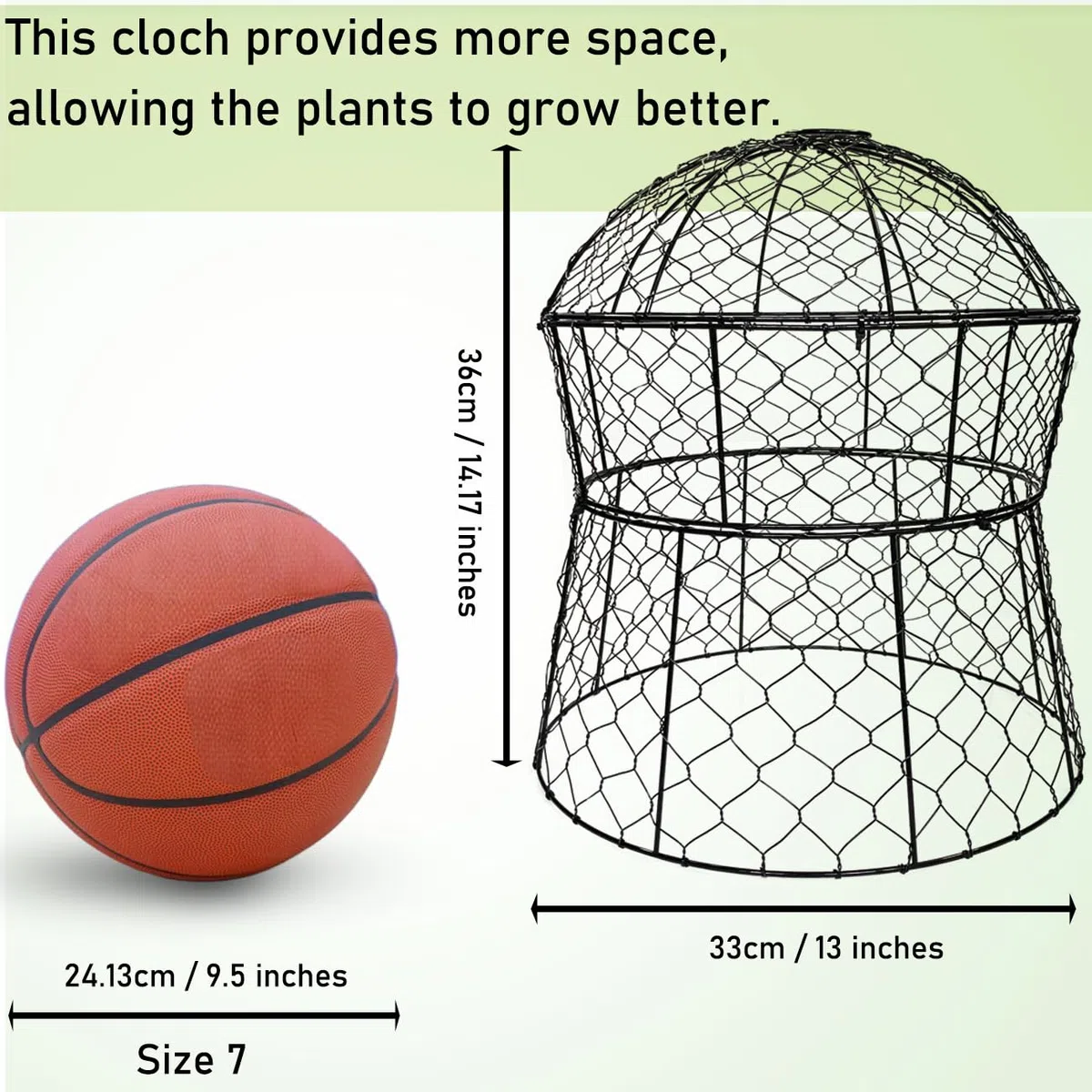 Lot de 6 cloches de jardin en métal pour plantes contre les animaux, cloches en fil de poulet, cages à plantes mises à jour pour plantes d'extérieur, légumes, semis, 33 x 35,6 cm