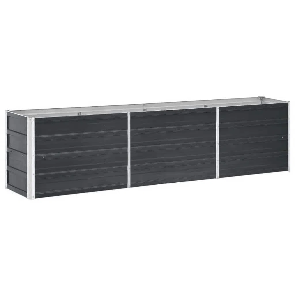 vidaXL Lit Surélevé Pot de Fleurs Bac à Plante Pot de Plante Bac de Fleurs Jardinière Jardin Extérieur Acier Galvanisé 240x40x45 cm Anthracite
