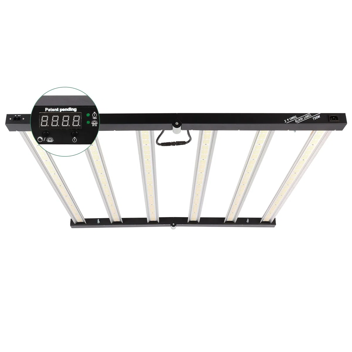 Lucius Lampe de croissance LED 720W, contrôle principal avec minuterie lever/coucher du soleil, complet 2,9 μmol/J avec écran LED, diodes LM281B pour plantes d’intérieur